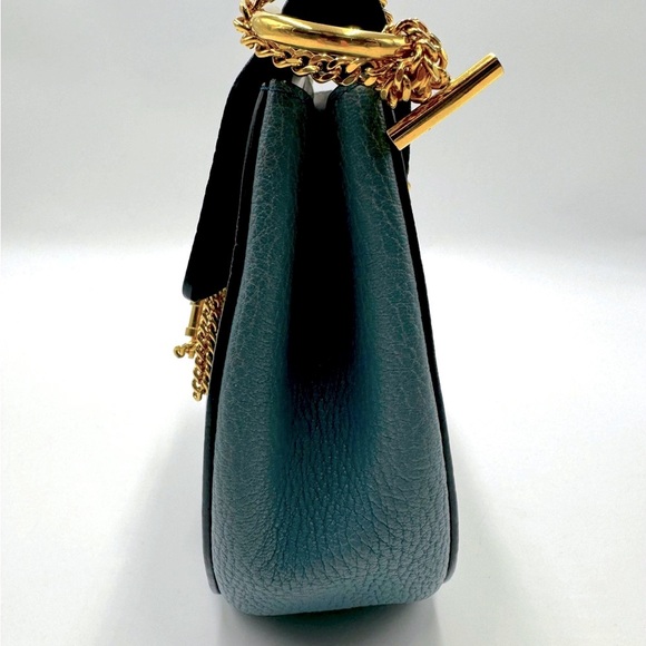 Chloe Drew Medium Cloudy Blue Pebbled Leather Shoulder Crossbody Bag Preloved - Picture 5 of 11